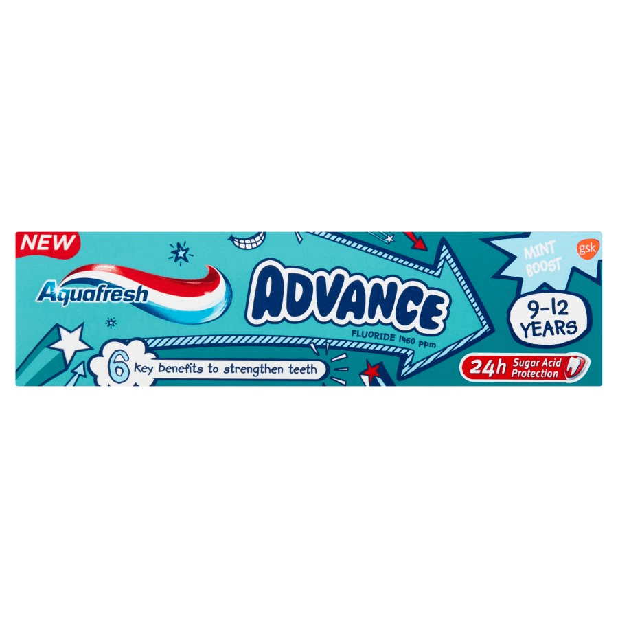 Aquafresh zubná pasta pre 9-12 rokov advance kids 75ml